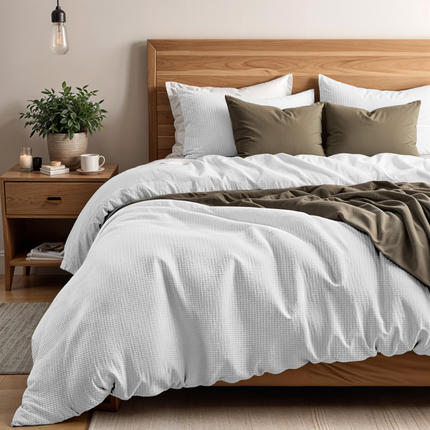 Primaviera Deluxe Dekbedovertrek Percale-Katoen - Waffle - Wit