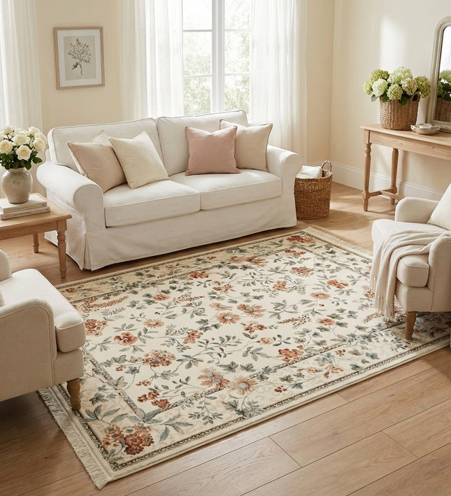 Vloerkleed Oriental Flowers - Crème