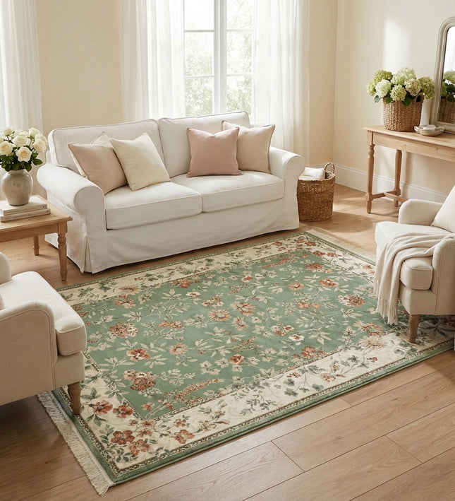 Vloerkleed Oriental Flowers - Groen