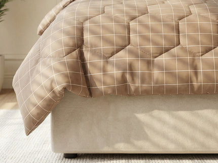 Easy Dekbed Zonder Overtrek Zomer - Squares - Taupe