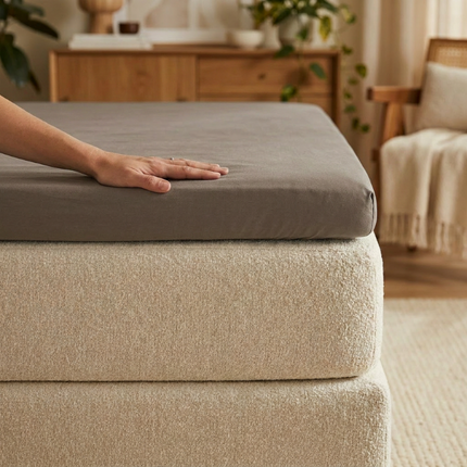 Splittopper Hoeslaken Katoen Flanel - Taupe