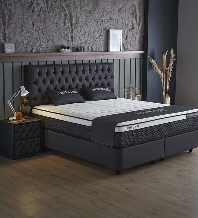 SKYBEDD Boxspring met opbergruimte Chestybedd