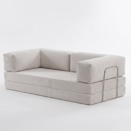 Slaapbank Fluffy in sofa-opstelling, hoekaanzicht met corduroy bekleding