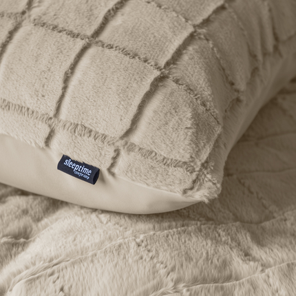 Sleeptime Dekbedovertrek Faux Fur - Check - Beige