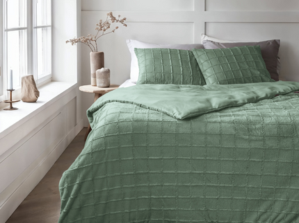 Sleeptime Dekbedovertrek Faux Fur - Check - Groen
