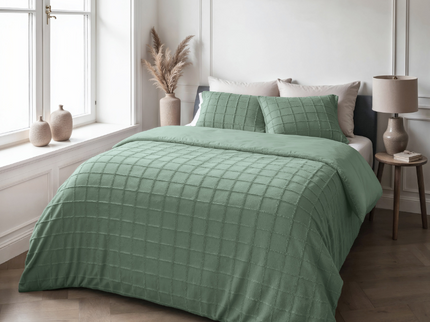 Sleeptime Dekbedovertrek Faux Fur - Check - Groen