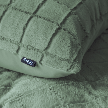 Sleeptime Dekbedovertrek Faux Fur - Check - Groen