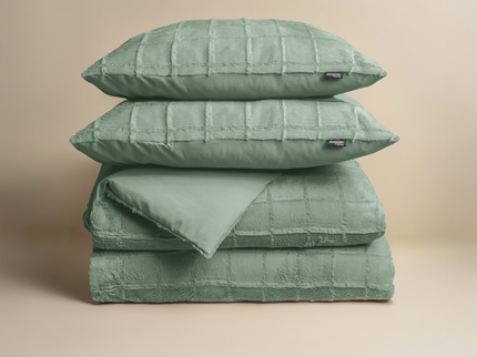 Sleeptime Dekbedovertrek Faux Fur - Check - Groen
