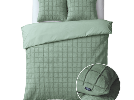 Sleeptime Dekbedovertrek Faux Fur - Check - Groen