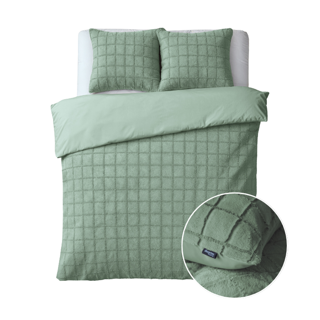 Sleeptime Dekbedovertrek Faux Fur - Check - Groen