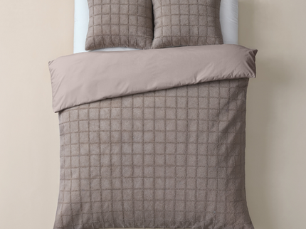 Sleeptime Dekbedovertrek Faux Fur - Check - Taupe