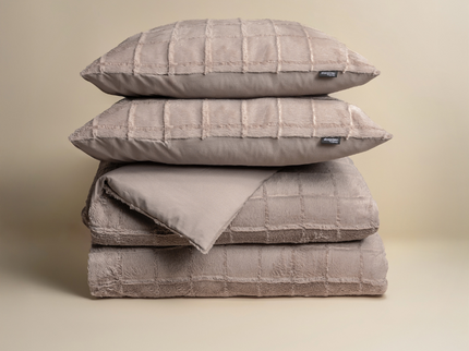 Sleeptime Dekbedovertrek Faux Fur - Check - Taupe
