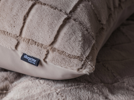 Sleeptime Dekbedovertrek Faux Fur - Check - Taupe