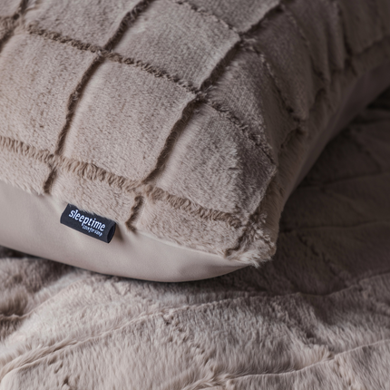 Sleeptime Dekbedovertrek Faux Fur - Check - Taupe