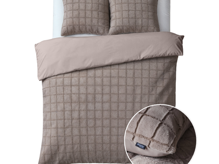 Sleeptime Dekbedovertrek Faux Fur - Check - Taupe