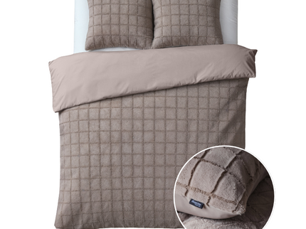 Sleeptime Dekbedovertrek Faux Fur - Check - Taupe