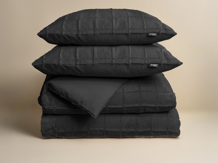 Sleeptime Dekbedovertrek Faux Fur - Check - Zwart