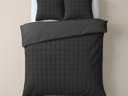 Sleeptime Dekbedovertrek Faux Fur - Check - Zwart