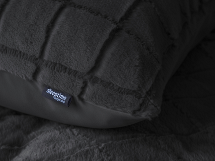 Sleeptime Dekbedovertrek Faux Fur - Check - Zwart