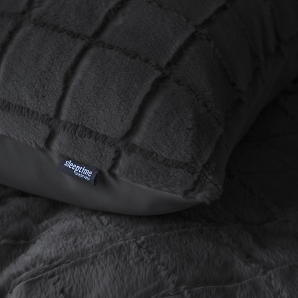 Sleeptime Dekbedovertrek Faux Fur - Check - Zwart