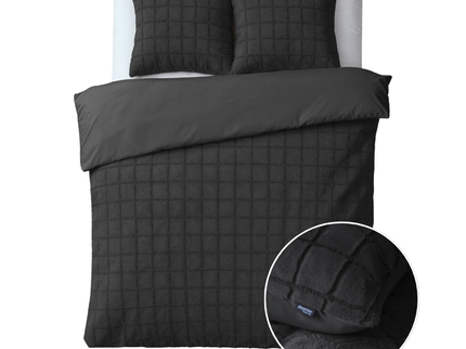 Sleeptime Dekbedovertrek Faux Fur - Check - Zwart