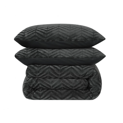Sleeptime Dekbedovertrek Teddy - Chevron - Antraciet