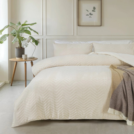 Sleeptime Dekbedovertrek Teddy - Chevron - Creme