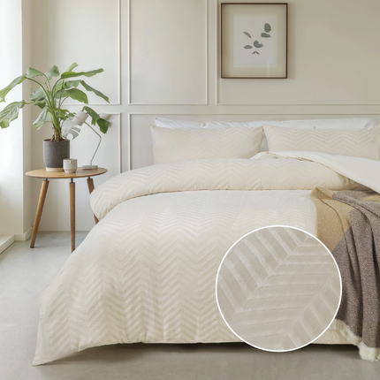 Sleeptime Dekbedovertrek Teddy - Chevron - Creme