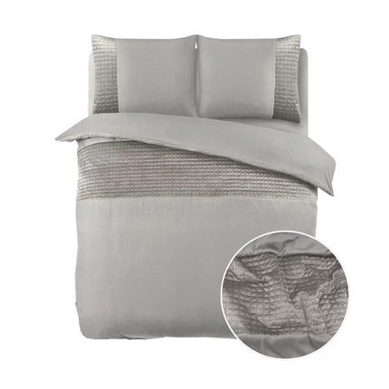 Sleeptime Dekbedovertrek Velvet Band - Sand/Grijs