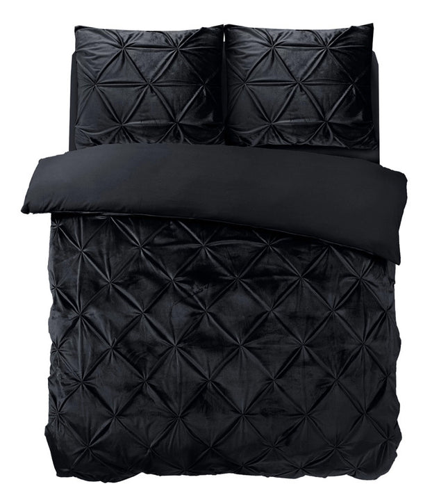 Sleeptime Dekbedovertrek Velvet Pintuck - Zwart