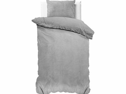 Sleeptime Dekbedovertrek Velvet Uni - Grijs - 140 x 220 cm