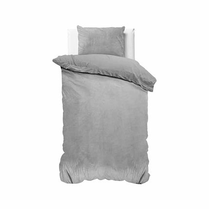 Sleeptime Dekbedovertrek Velvet Uni - Grijs - 140 x 220 cm