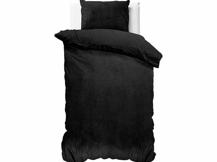 Sleeptime Dekbedovertrek Velvet Uni - Zwart - 200 x 220 cm