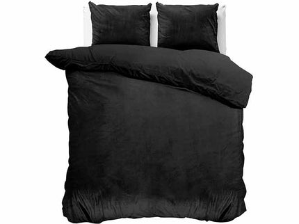 Sleeptime Dekbedovertrek Velvet Uni - Zwart - 200 x 220 cm