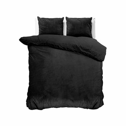 Sleeptime Dekbedovertrek Velvet Uni - Zwart - 200 x 220 cm