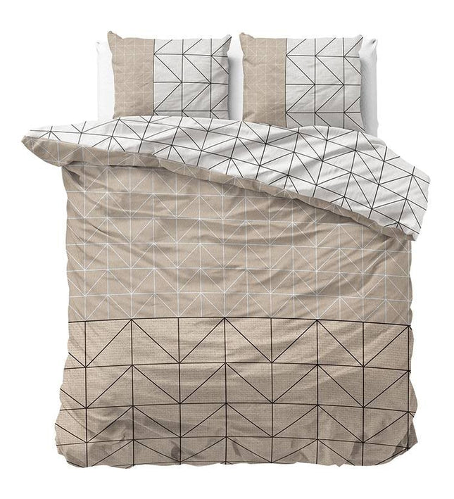 Sleeptime Elegance Dekbedovertrek Flanel Geometric - Taupe