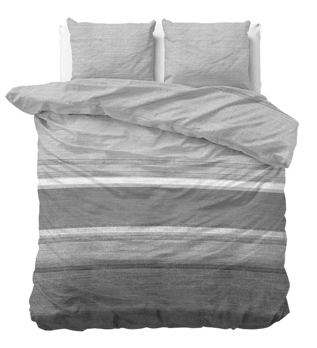 Sleeptime Elegance Dekbedovertrek Flanel Stone Stripe - Grijs - 240 x 200/220 cm
