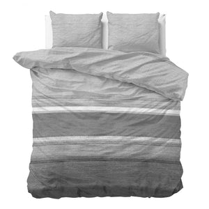 Sleeptime Elegance Dekbedovertrek Flanel Stone Stripe - Grijs - 240 x 200/220 cm
