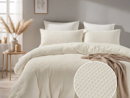 Sleeptime Glamour Dekbedovertrek Teddy - Check - Beige - 140 x 220 cm