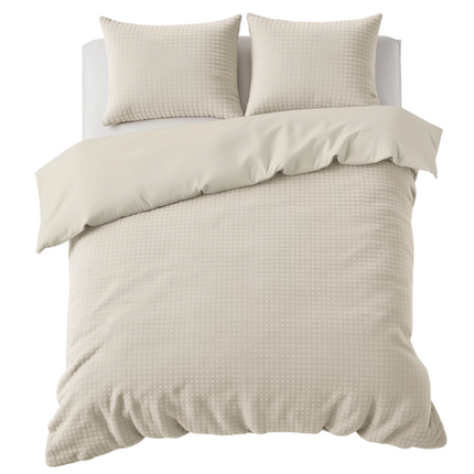 Sleeptime Glamour Dekbedovertrek Teddy - Check - Beige - 140 x 220 cm