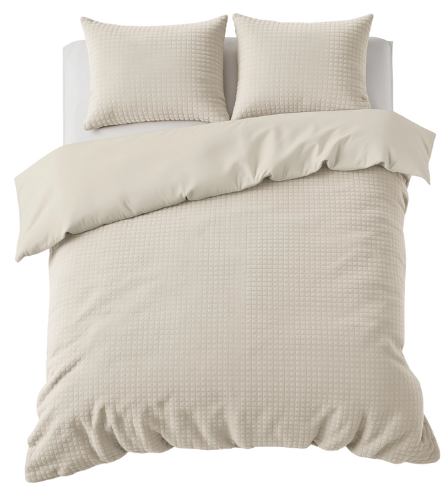 Sleeptime Glamour Dekbedovertrek Teddy - Check - Beige - 140 x 220 cm