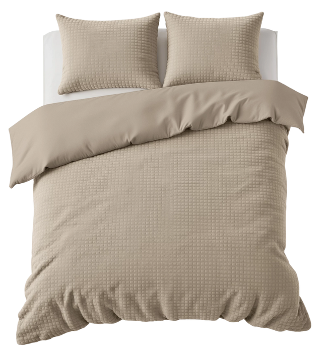 Sleeptime Glamour Dekbedovertrek Teddy - Check - Taupe