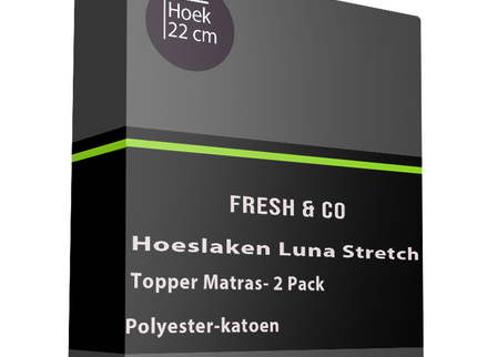 Topper Hoeslaken - Luna Stretch - 2-PACK - 180 x 200 cm - Antraciet