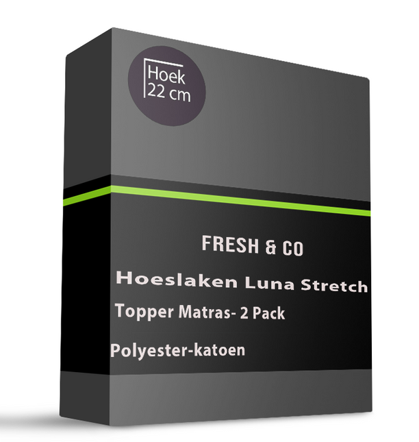 Topper Hoeslaken - Luna Stretch - 2-PACK - 180 x 200 cm - Antraciet
