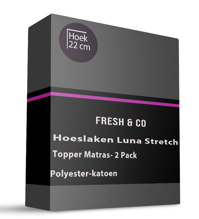 Topper Hoeslaken - Luna Stretch - 2-PACK - Zwart