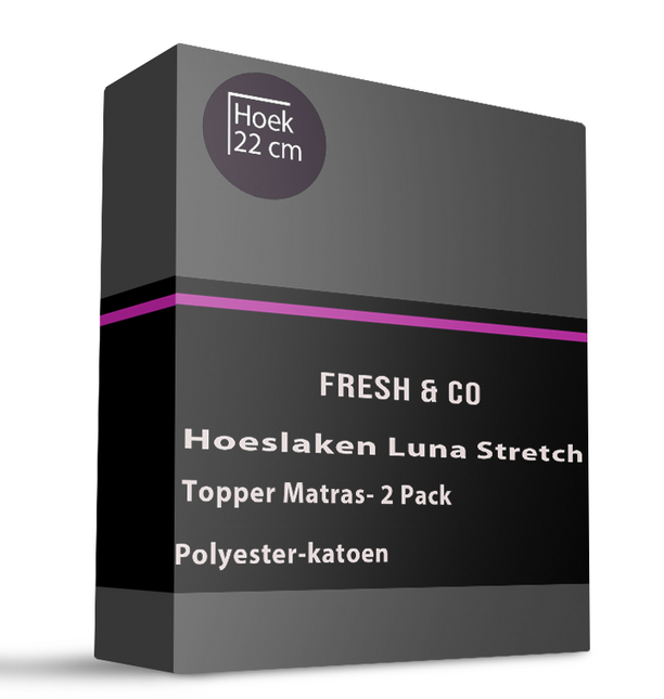 Topper Hoeslaken - Luna Stretch - 2-PACK - Zwart