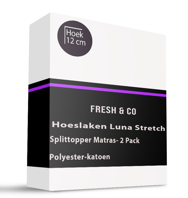 Splittopper Hoeslaken - Luna Stretch - 2-PACK - Wit