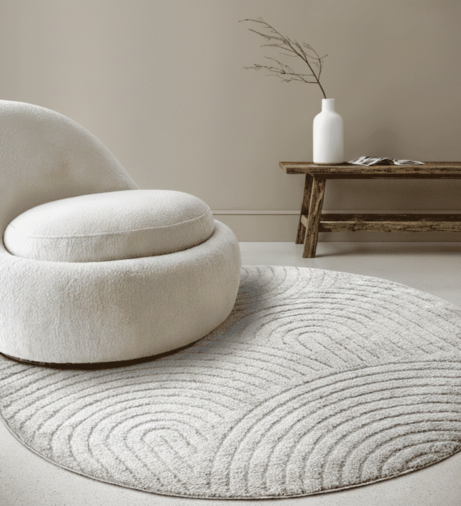 Vloerkleed Panglao Rond - Lichtgrijs