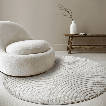 Vloerkleed Panglao Rond - Lichtgrijs