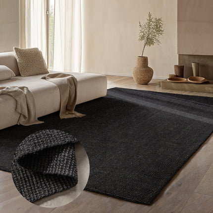 Handgeweven Jute Vloerkleed - Zwart